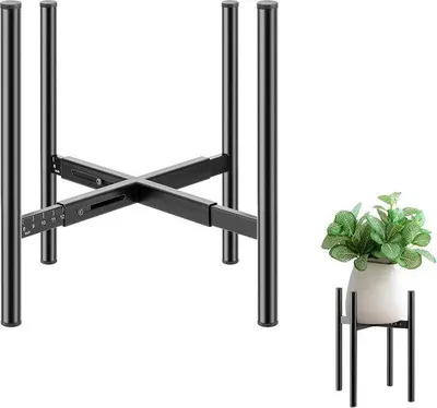 Produktbild von Famanu Pflanzenstandhalter Metall Schwarz - Verstellbare Breite 20-30 cm