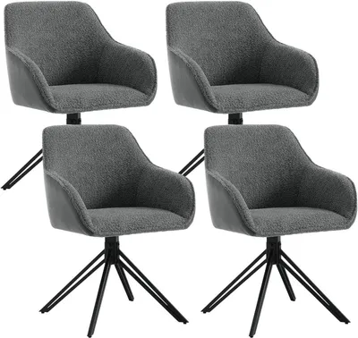 Produktbild von WOLTU Esszimmerstühle drehbar 4er Set, ergonomischer Stuhl Esszimmer, mit Armlehnen Farbe: dunkelgrau