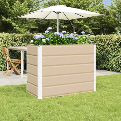 Produktbild von "Schlussverkauf" Pflanzkübel im Garten - 1 pc - Blumenbeet/Gartenbeet - Elfenbein 480x50x45 cm Verzinkter Stahl  C13513