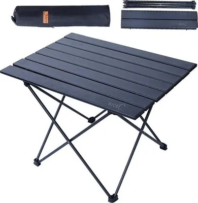 Produktbild von Unyqoos® Camping-Klapptisch – tragbarer, ultraleichter Aluminium-Falttisch (klein) mit Nylon-Tragetasche, gefaltet 16 in × 5,5 in × 2,5 in, 1,8 kg, Tragkraft bis 50 kg