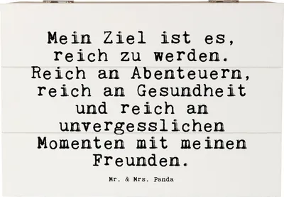 Produktbild von Mr. & Mrs. Panda Geschenkbox Mein Ziel ist es,... 22 x 15 cm - Weiß - Geschenk, Spruch Deko, Kiste mit Deckel, Box, Reichtum, Freundschaft, Schatulle, Sprüche, fotobox