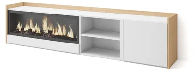 Immagine prodotto di Mobili TV effetto legno Bianco Rovere 212x35x50cm camino effetto fuoco