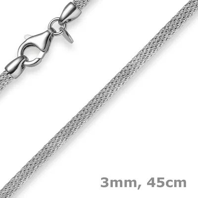 Produktbild von 3mm Strickcollier Kette Halsreif 585 Gold Weißgold 45cm Damen Goldkette