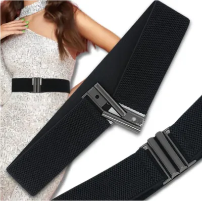 Zdjęcie produktu dla Elastyczny pas damski, czarny, materiał syntetyczny, 60-85 cm
