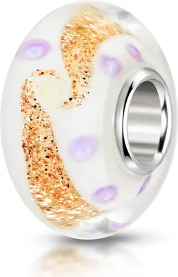 Produktbild von MATERIA by Matthias Wagner Glas Bead weiß mit Gold Glitter für Beads Armband 1478