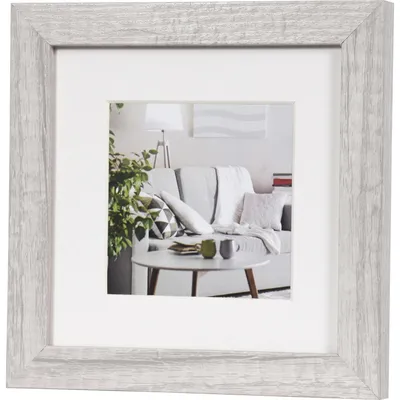 Immagine prodotto di Cornice moderna Henzo 15x15 cm, MDF bianco effetto legno, passe-partout 10x10 cm