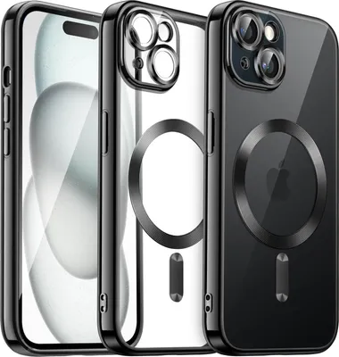 Immagine prodotto di Custodia per iPhone 15 Protezione MagSafe Nero Silicone Slim Case Cover Borsa Bumper