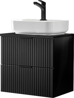Waschtisch, 61cm, mit Keramikbecken, ADELAIDE-56-BLACK, matt schwarz gerillt, B/H/T ca. 60,6/73,2/46,5 cm