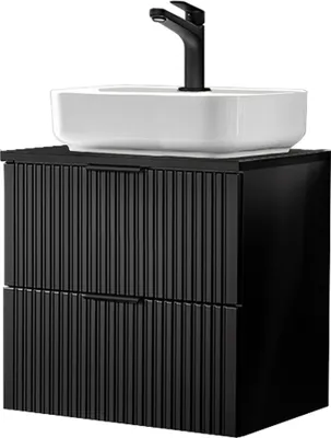 Produktbild von Waschtisch, 61cm, mit Keramikbecken, ADELAIDE-56-BLACK, matt schwarz gerillt, B/H/T ca. 60,6/73,2/46,5 cm