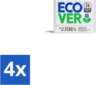 Produktbild von Ecover - Geschirrspültabs All-in-One Zero% - 24 Tabs - Vorteilspack - 4 Stücke