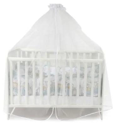 Image de Lorelli Ciel de lit pour bébé, baldaquin 480 x 150 cm Protection anti-insectes lit de bébé parc blanc