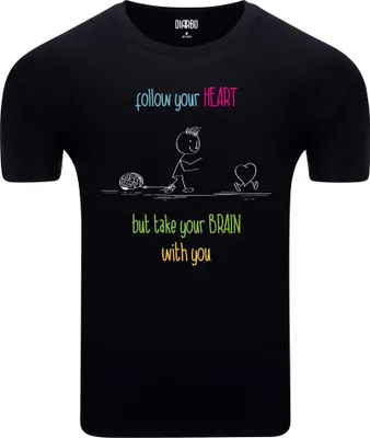 Produktbild von Diarbo Herren T-Shirt mit Lustiger Druck Folge Deinem Herzen Schwarz Gr.XXXL
