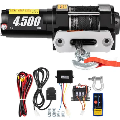 Produktbild von VEVOR 13M Elektrische Seilwinde Edelstahl, 12V Elektrische LKW Winde, 2,5 kW Elektrische Motorwinde Kabel Synthetisches Seil, 4.500 Pfund Fernbedienung, modellbau Winde Hebezug Seilzug