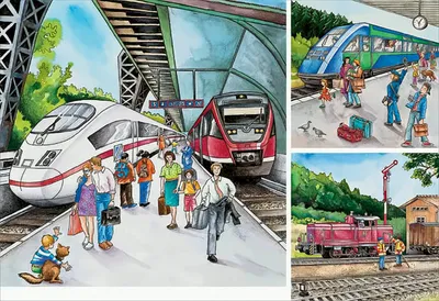 Produktbild von Ravensburger - Auf dem Bahnhof, 3 x 49 Teile Puzzle