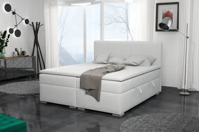 Produktbild von Boxspringbett Schlafzimmerbett LAURIN 200x200cm Kunstleder Soft Weiss