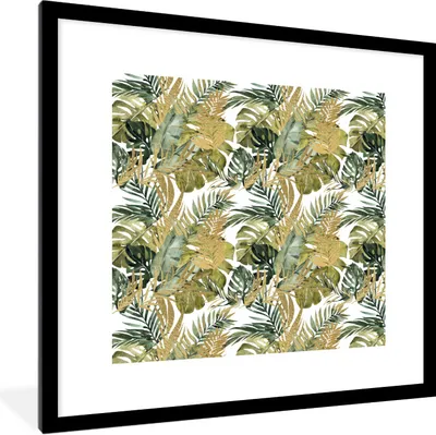 Produktbild von MuchoWow® Gerahmtes Poster Tropisch - Grün - Blatt 40x40 cm - Poster mit Schwarzem Bilderrahmen Wandposter Rahmen Foto Bilder - Poster - Plakat im Rahmen