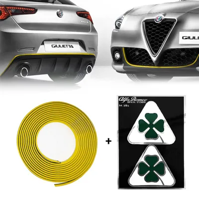 Zdjęcie produktu dla Naklejka profilowa żółta pełna + zielony kwadrat dla Alfa Romeo Giulietta