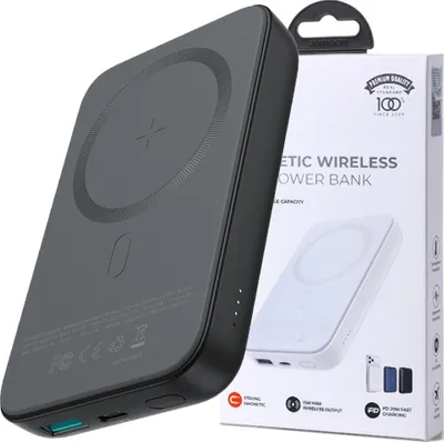 Produktbild von Joyroom Powerbank 10000Mah 20W Leistung Schnellladung Magnetisches Qi 15W Drahtloses Ladegerät Für Iphone Magsafe Kompatibel Schwarz (Jr-W020 Schwarz)