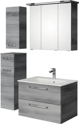 Produktbild von Pelipal Badmöbel-Set Kumba BxHxT 107 x 200 x 50 cm Frontfarbe graphit struktur quer mit Mineralguss-Waschtisch, Untersch
