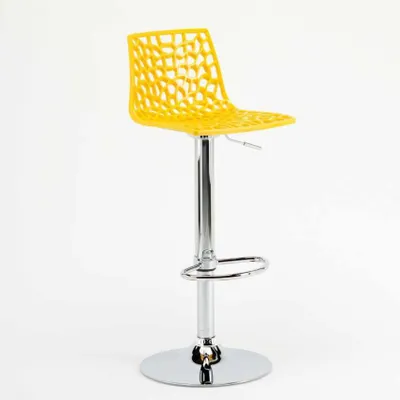 Image de Tabouret de bar avec repose-pieds Haut Pivotant Réglable en hauteur pour cuisine Bar Grand Soleil Spider - Jaune