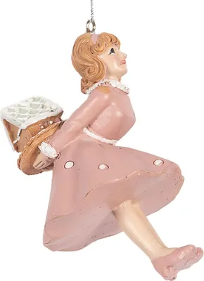 Image de Clayre & Eef Pendentif de Noël fille 10 cm rose plastique