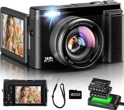 Obrázek produktu pro Digitální fotoaparát – kamera pro vlogy – foto a video – 4K Ultra HD – 48 MP – černá