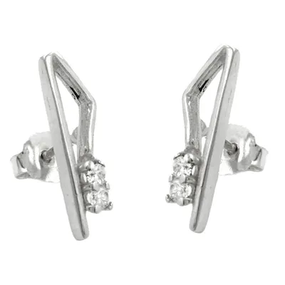 Produktbild von Ohrstecker Ohrring 17x5mm mit je 2 Zirkonias weiß glänzend Silber 925 silber 17x5mm