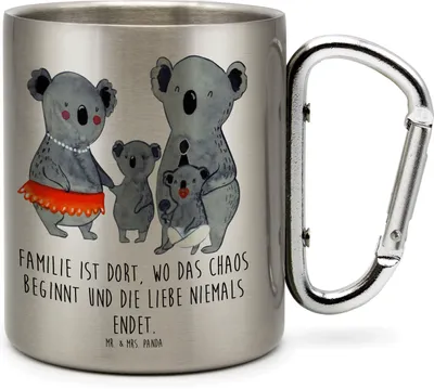 Produktbild von Mr. & Mrs. Panda Teetasse Koala Familie - Transparent - Geschenk, Kinder, Mama, Bruder, Koalas, Family, Isolierbecher, Edelstahlbecher, Teebecher, Thermobecher