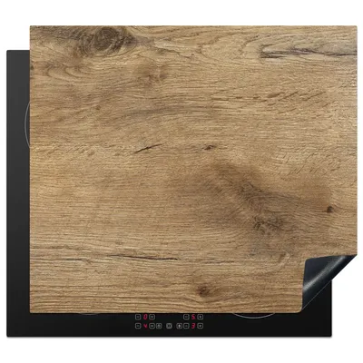 Obrázek produktu pro KitchenYeah® Kryt varné desky dřevo - hnědý - vzhled dřeva, 57x51cm, dekorace do kuchyně, keramický kryt varné desky, krycí deska na varnou desku