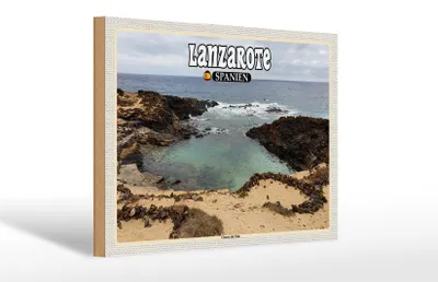 Produktbild von Holzschild Reise 30x20cm Lanzarote Spanien Charco del Palo Ort