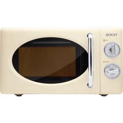 Produktbild von SOGO Retro Mikrowelle freistehend 20 Liter, Mit Timer und Auftaufunktion, 5 Leistungsstufen, 700 Watt, Beige