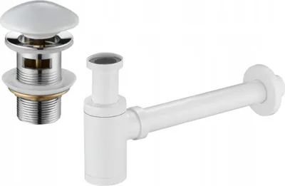 Produktbild von Mexen runder Waschbecken-Halbsiphon mit Keramik-Klick-Klack, mit Überlauf, Weiß - 7992050-25