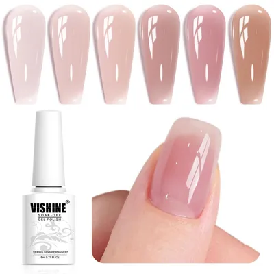 Zdjęcie produktu dla Zestaw lakierów żelowych do paznokci, 6 sztuk, odcienie nude, żelowe, różowe, kolory skóry, 8 ml, przezroczyste, do lamp UV/LED, do manicure, do zdobienia paznokci
