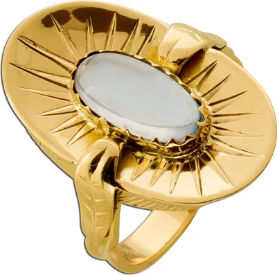 Produktbild von Damenring Gold 585 14K synth. Mondstein 2.0ct. Antikschmuck 18