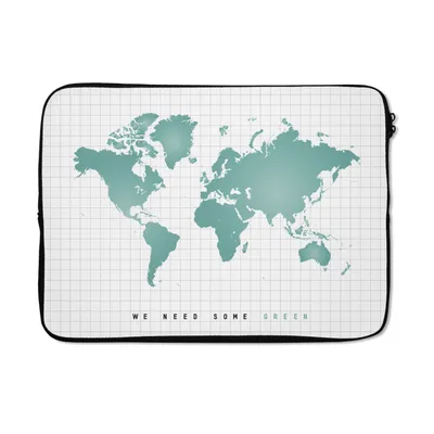 Produktbild von MuchoWow® Laptop Hülle 13 Zoll Weltkarte - Grün - Zitat - Kind - Jungen - Mädchen Laptoptasche - Laptophülle - Sleeve - Rundumschutz