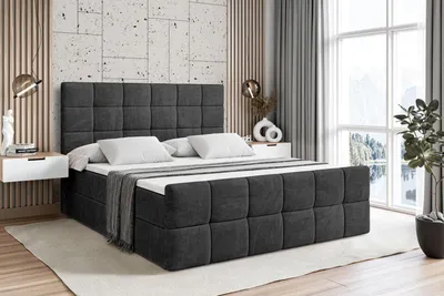 Produktbild von ALTDECOR Boxspringbett mit Matratze und Lattenrost  -  - BRUGO -Z  - 140x200 cm  - Schwarz Samt - Boxbett, Fußteil, Topper, Polsterbett mit Bettkasten, Bett mit Stauraum H4 -Matratze, Doppelbett, Springboxbett