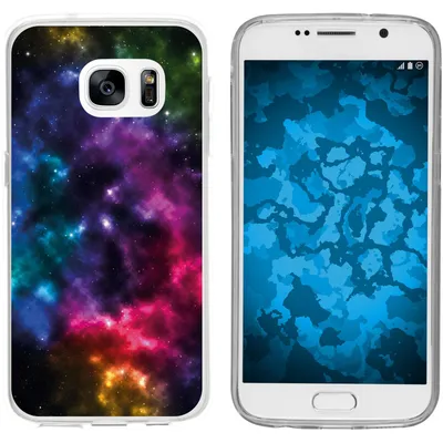 Produktbild von PhoneNatic Case kompatibel mit Samsung Galaxy S7 Silikon-Hülle Space Nebula M8
