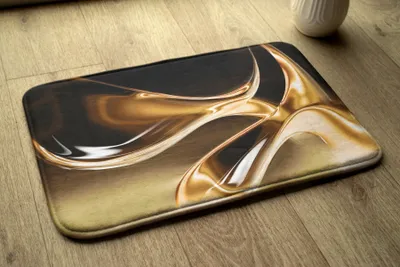 Produktbild von Badteppich Saugfähige - Badezimmer Teppich - Rutschfester Badvorleger Badematte - 75x45 cm - Gold Abstrakt