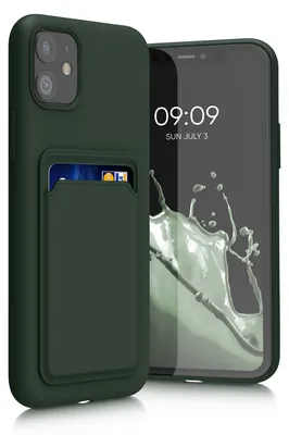 Produktbild von kwmobile Handyhülle für Apple iPhone 11 Hülle mit Kartenfach - TPU Case - Kabelloses Laden - Schutzhülle Cover in Dunkelgrün