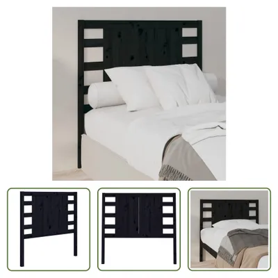 Produktbild von The Living Store Kopfteil Schwarz 106x4x100 cm Massivholz Kiefer