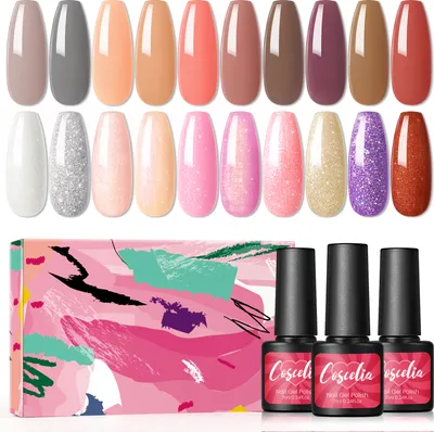 Produktbild von Nail Polish Set,COSCELIA 20 Stücke UV Gellack Set, UV/LED Gel-Nagellack Set Gel Nägel Set Farbgel Maniküre Set Soak-Off Gel Nagellack Set