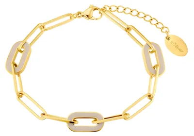 Produktbild von s.Oliver Damen Armband 2037987 Edelstahl gelbgold IP Emaille beige