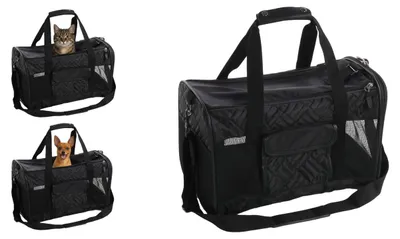 Transporttas für Hunde & Katzen, 45x29x28 cm, Polyester, schwarz