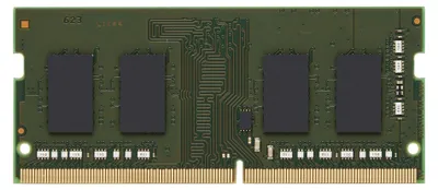 A single computer memory module (RAM stick) is shown from a top-down perspective.