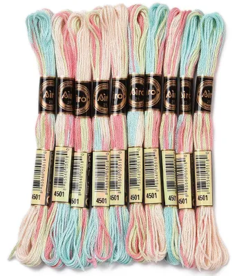 Stickgarn-Set, 10 Stränge à 8 m, bunt, 0,5 mm, Polyester