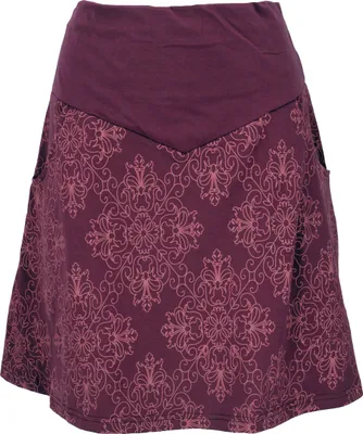 Produktbild von Minirock aus Baumwolle, Boho Tellerrock Organic - Bordeaux, Damen, Rot, Baumwolle(Bio),Elasthan, Größe: S