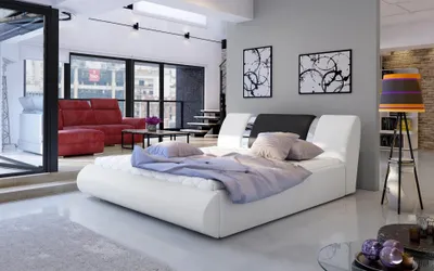 Produktbild von Polsterbett 160x200 FENDORA - weißes  / schwarzes