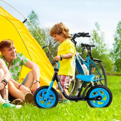 Produktbild von Malplay Laufrad Kinder Fahrrad mit 12" EVA Räder, Schwarz Blau für Kinder ab 2 Jahren Höhenverstellbar bis 35 kg