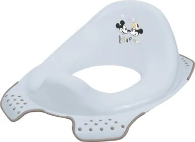 A child's toilet seat insert with Mickey and Minnie Mouse characters.