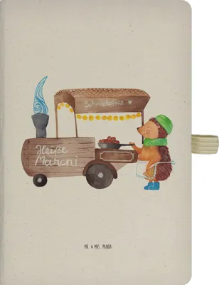Produktbild von Mr. & Mrs. Panda Skizzenbuch Igel Maronen - Transparent - Geschenk, notizbuch, Notizheft A5, Journal, Tagebuch, Reisetagebuch, Weihnachtsmarkt, Kladde, Weihnachten, Duft